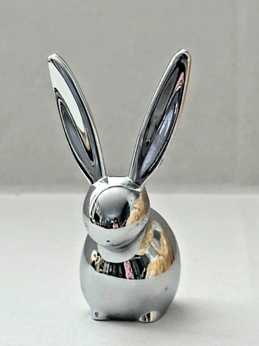 Chrome Ring Holder Bunny Rabbit Paperweight 3"